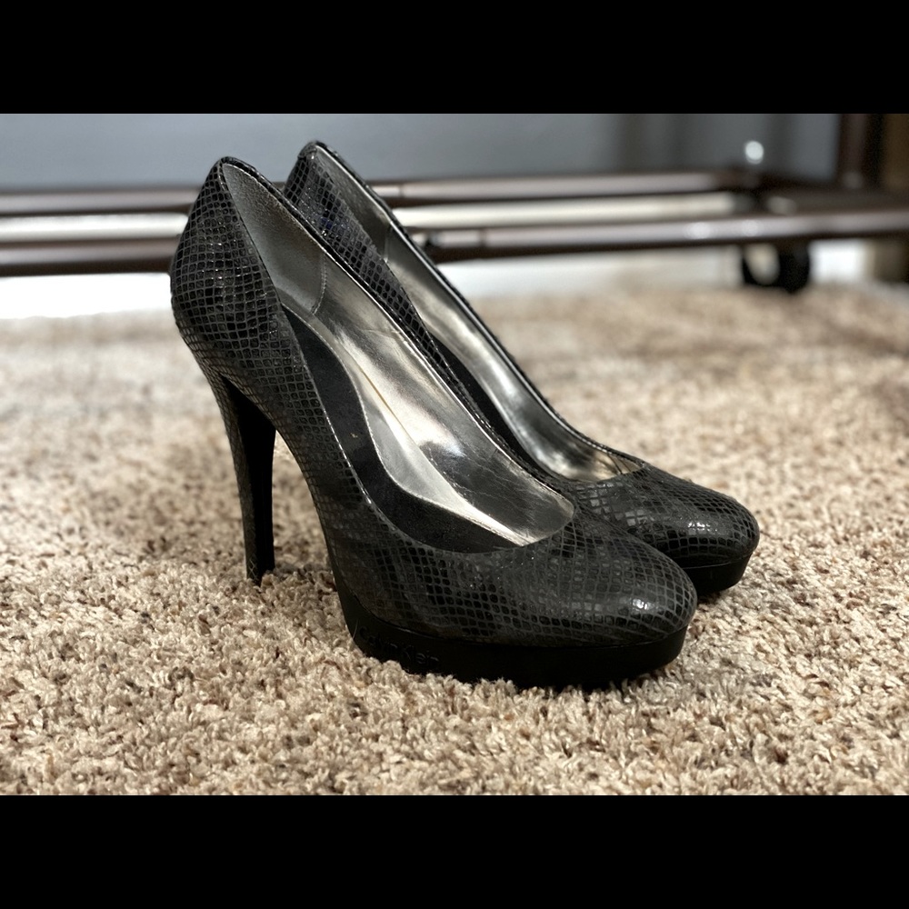 Calvin Klein Black Python Heels - image 1